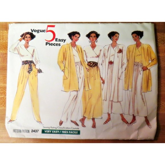 Uncut Vintage VOGUE Pattern 2437 Pants Jacket Top Skirt 8 10 12 1990s - Picture 1 of 2